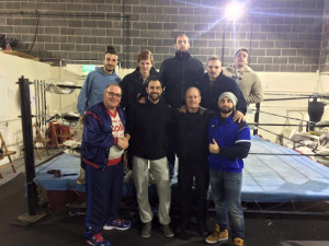 Nella foto, in alto: Fabio con Marty Jones (alla sua sinistra) e Johnny Saint (alla sua destra) con alcuni atleti italiani