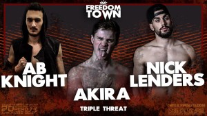 Nella foto, in alto: AB Knight vs Akira vs Nick Lenders